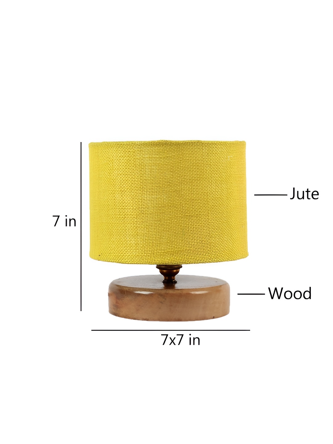 

Aura Yellow Textured Cylindrical Shaped Jute Shade Table Lamp With Wooden Base