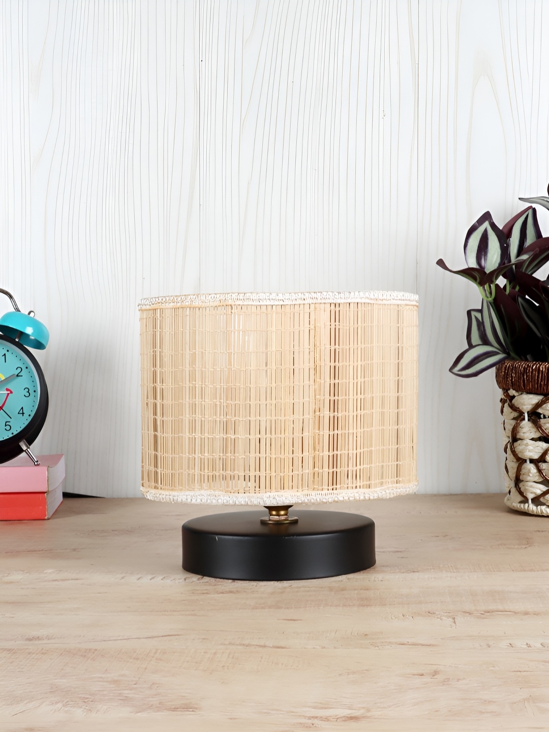 

Aura Beige Textured Wood Cylindrical Shaped Table Lamp