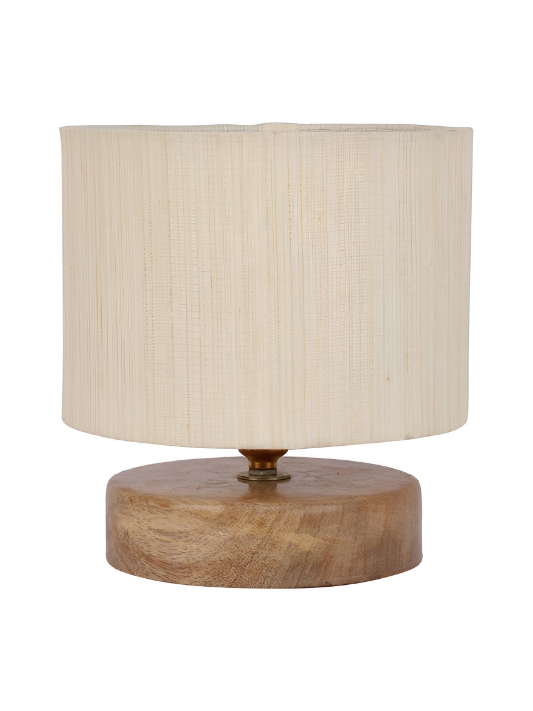 

Aura Off White & Brown Cylindrical Shaped Cotton Shade Table Lamp With Wooden Base