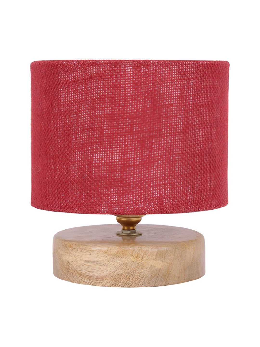 

Aura Maroon Textured Cylindrical Shaped Jute Shade Table Lamp With Wooden Natural base