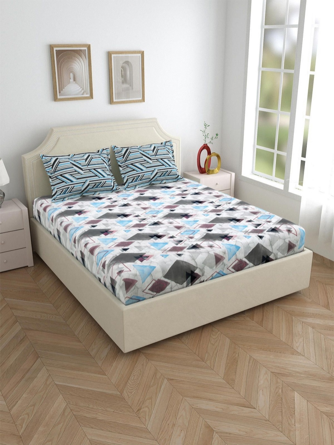 

Aura Bliss Blue Printed Pure Cotton 180 TC Single Bedsheet- 2.54 m x 2.20 m