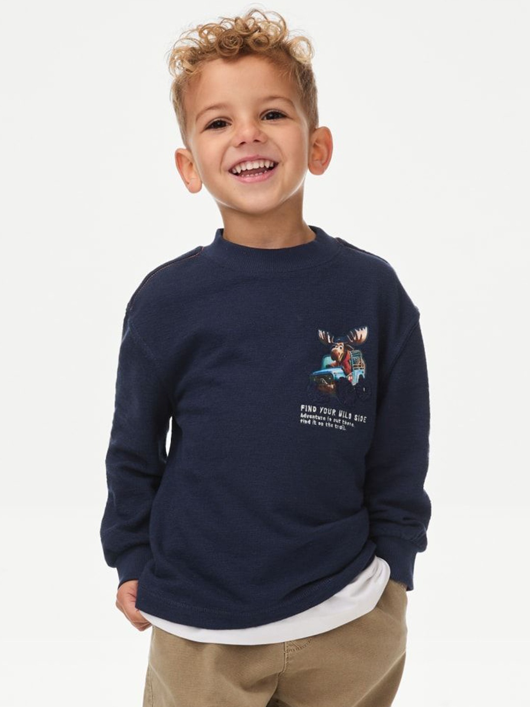 

Marks & Spencer Boys Graphic Printed Cotton Sweatshirt, Navy blue