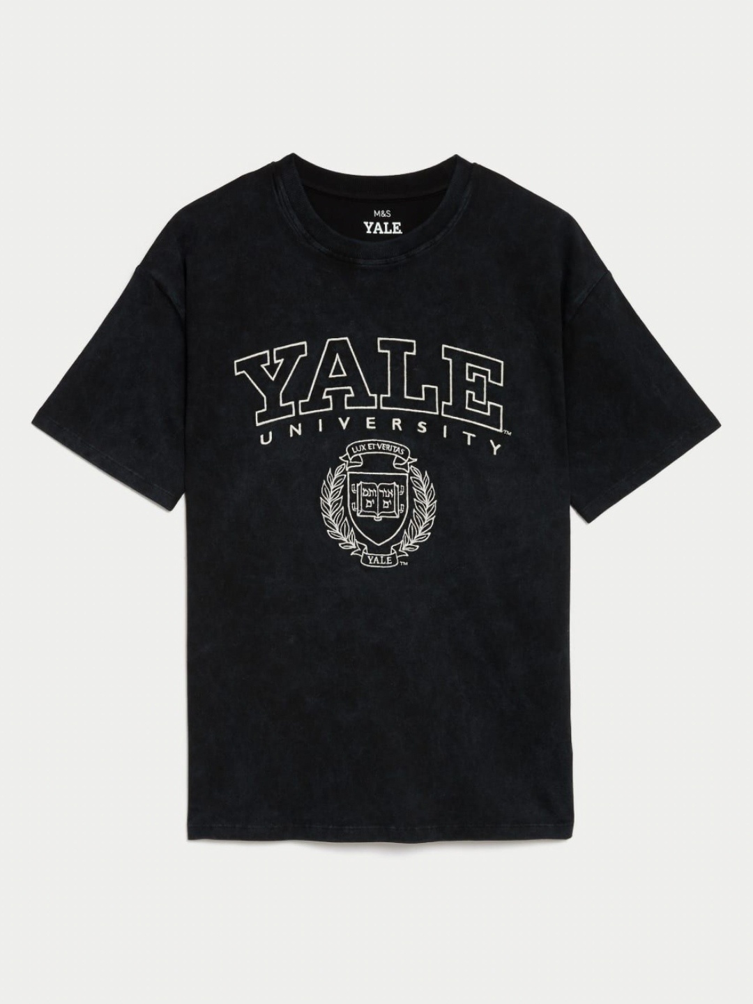 Marks & Spencer Girls Typography Printed Pure Cotton T-shirt, Charcoal