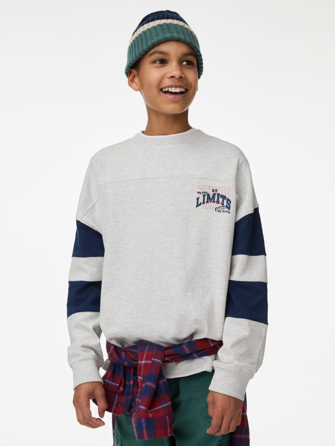 

Marks & Spencer Boys Typography Printed Round Neck Cotton T-shirt, Grey
