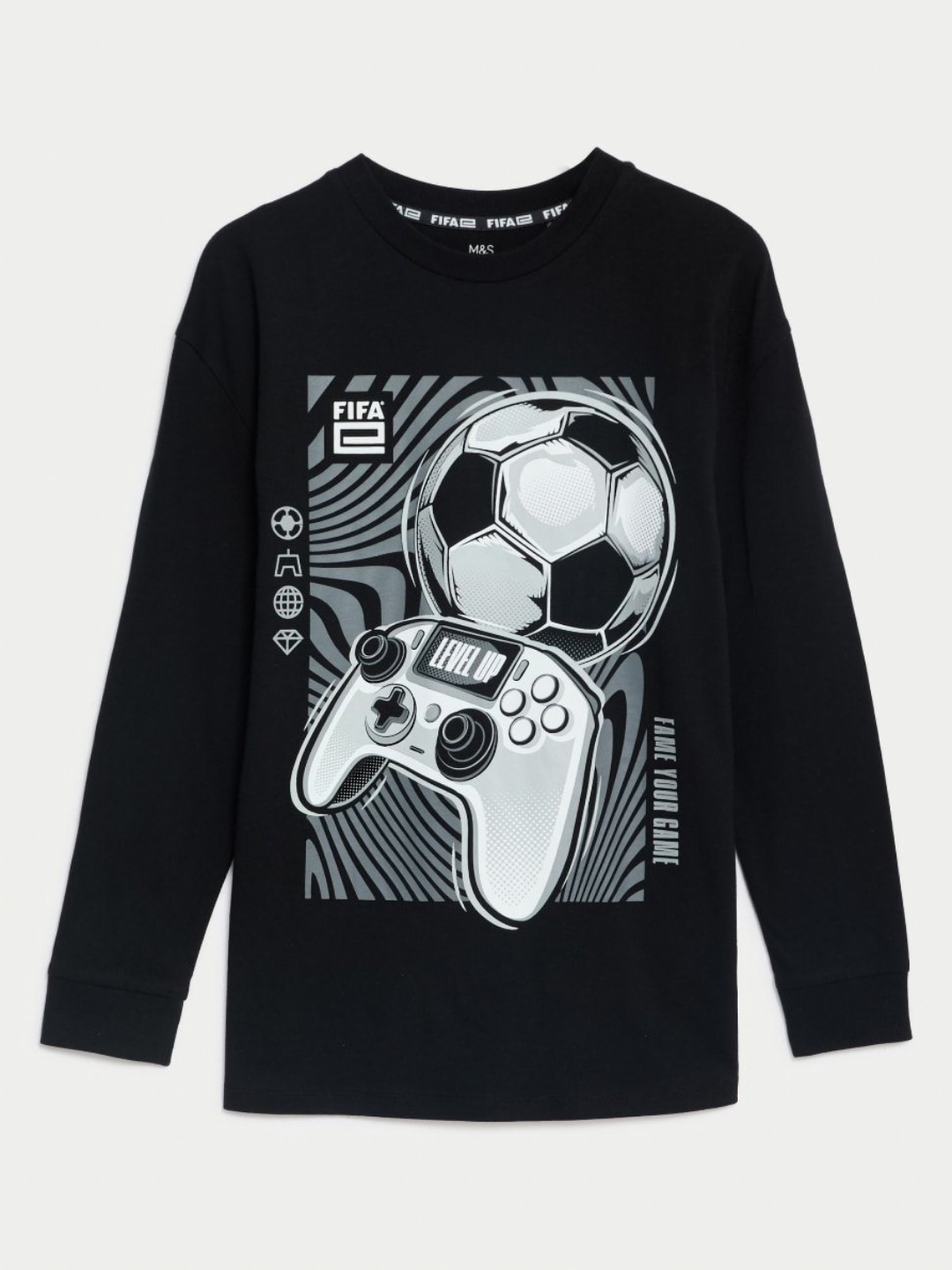 

Marks & Spencer Boys Graphic Printed Round Neck Cotton T-shirt, Black