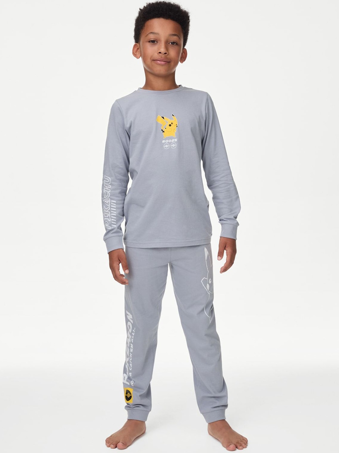 

Marks & Spencer Boys Printed Pure Cotton Night Suit, Grey