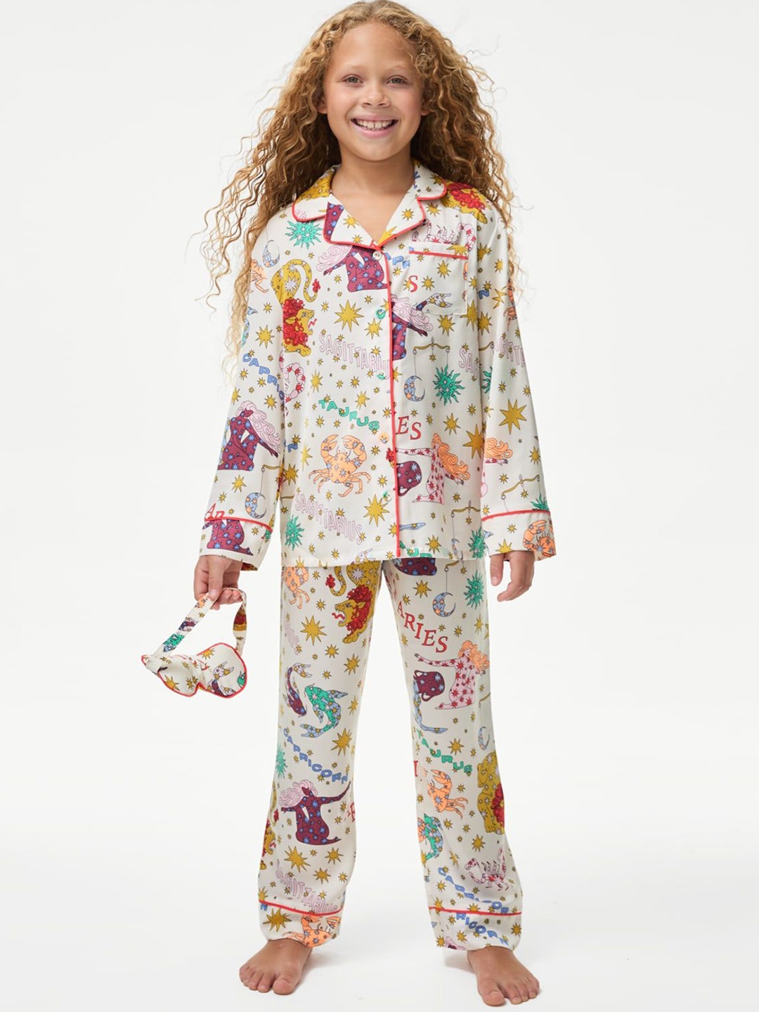 

Marks & Spencer Girls Satin Printed Night suit, White