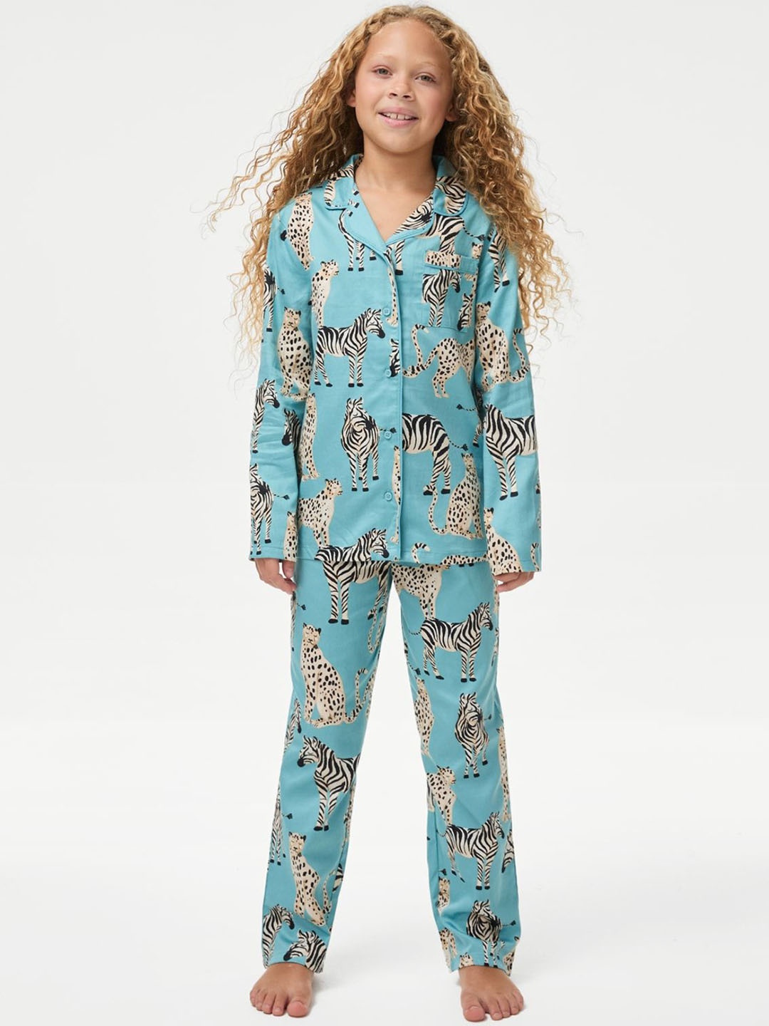 

Marks & Spencer Girls Printed Night suit, Blue