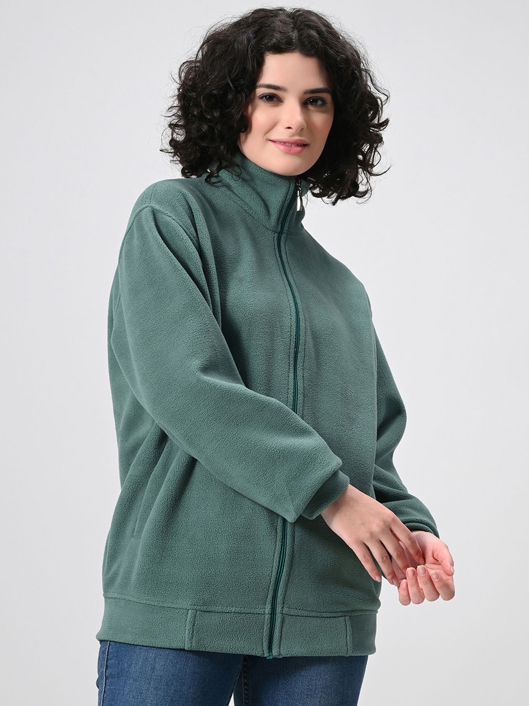 

BAESD Women Solid Woollen Lightweight Open Front Jacket, Sea green