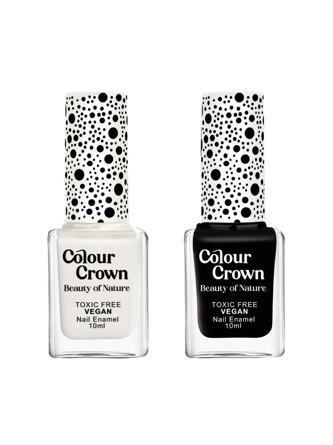 

CROWN Beauty Of Nature Set Of 2 Longwear Glossy Nail Polish- 10 ml Each - Classic Contrast, White