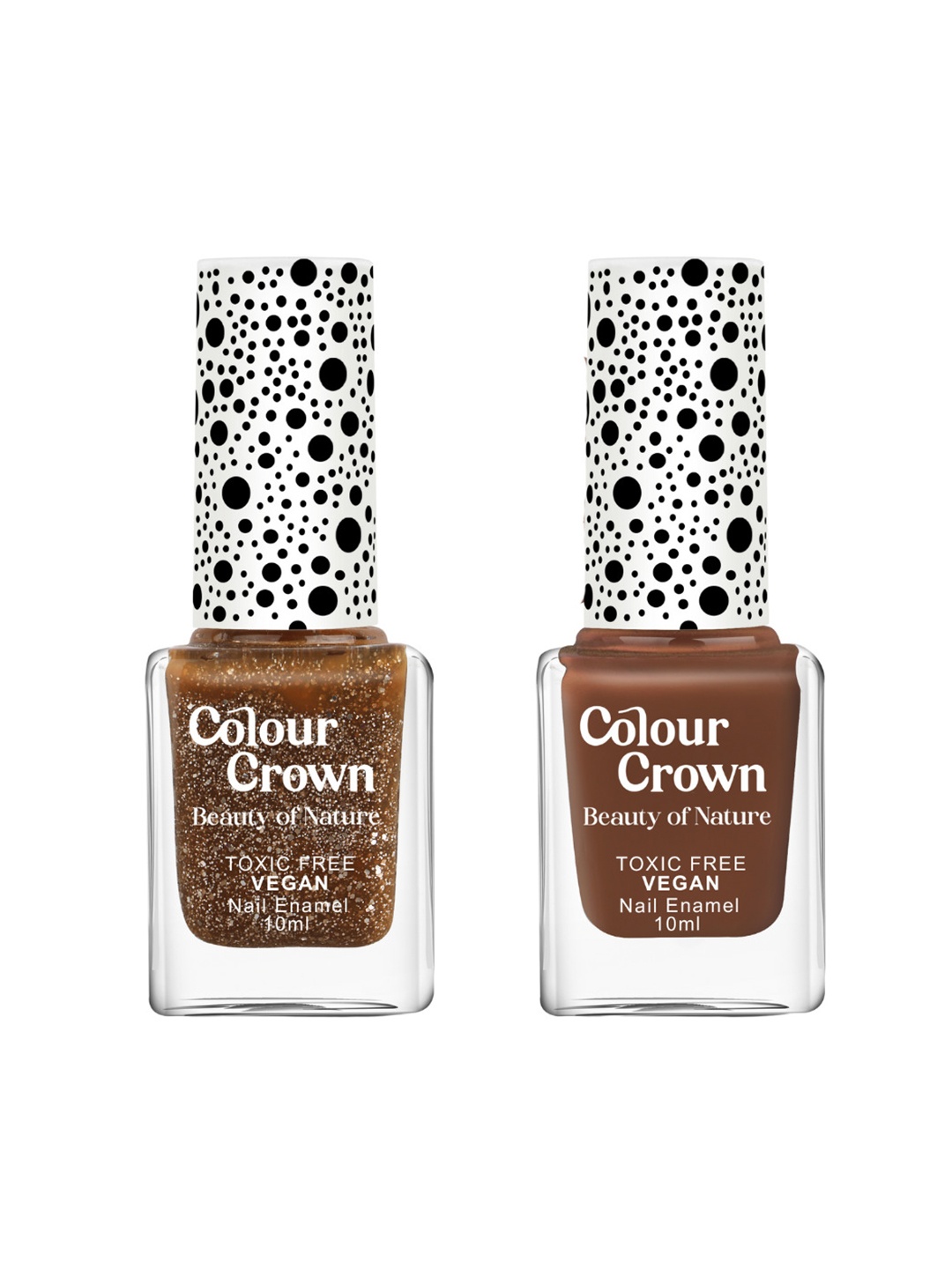 

CROWN Beauty Of Nature Set Of 2 Longwear Nail Polish-10 ml Each- Espresso Spark Duo, Brown