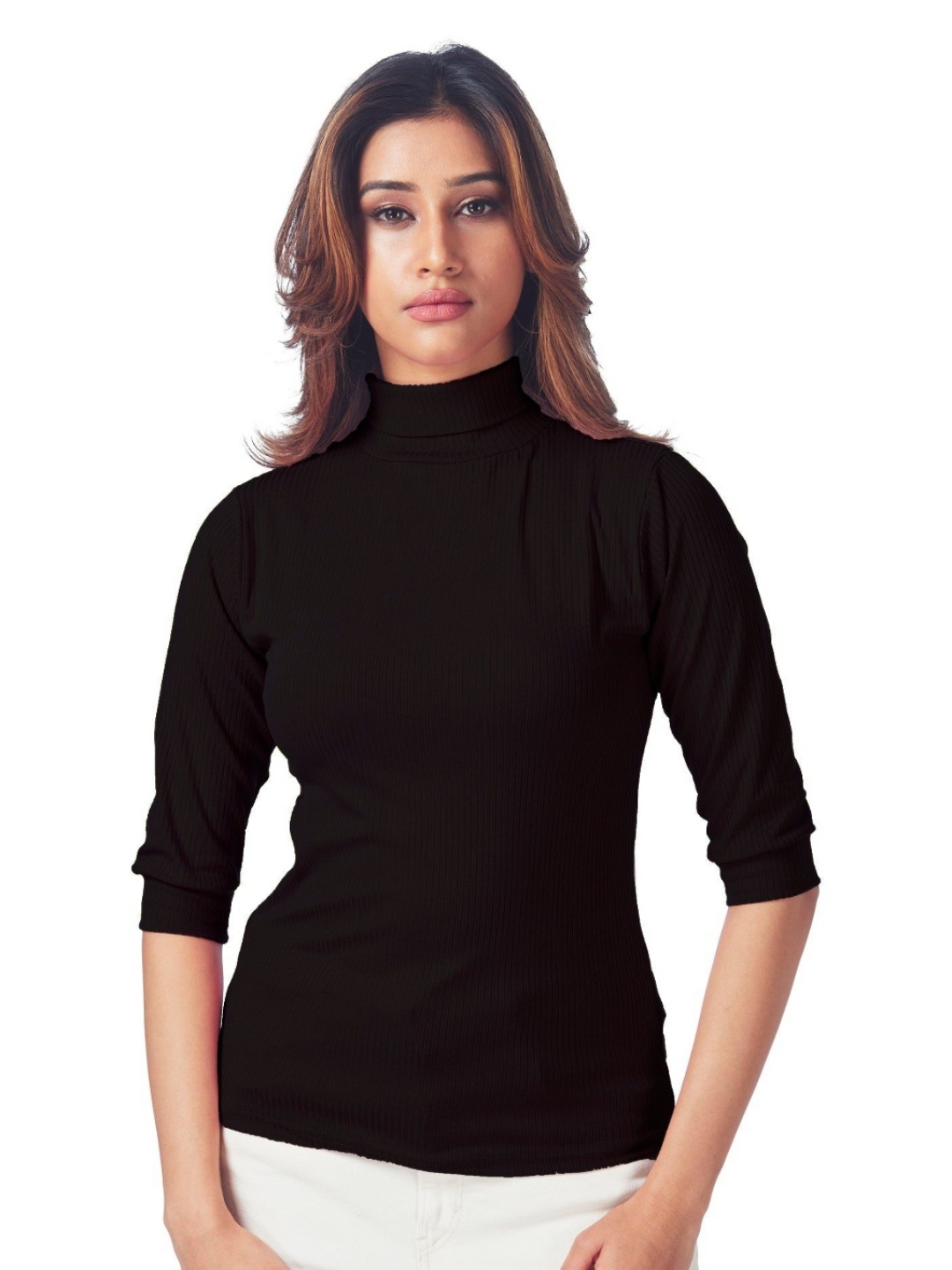 

FREYAA Women Solid Round Neck T-shirt, Black