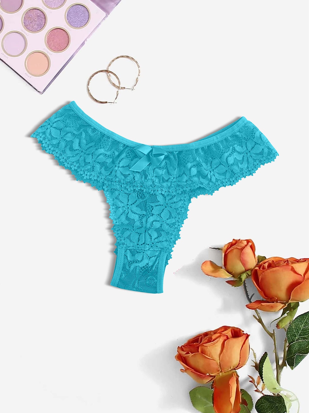 

SHREE GANESH FASHION Women Pack Of 3 Self Design Thong Briefs, Blue
