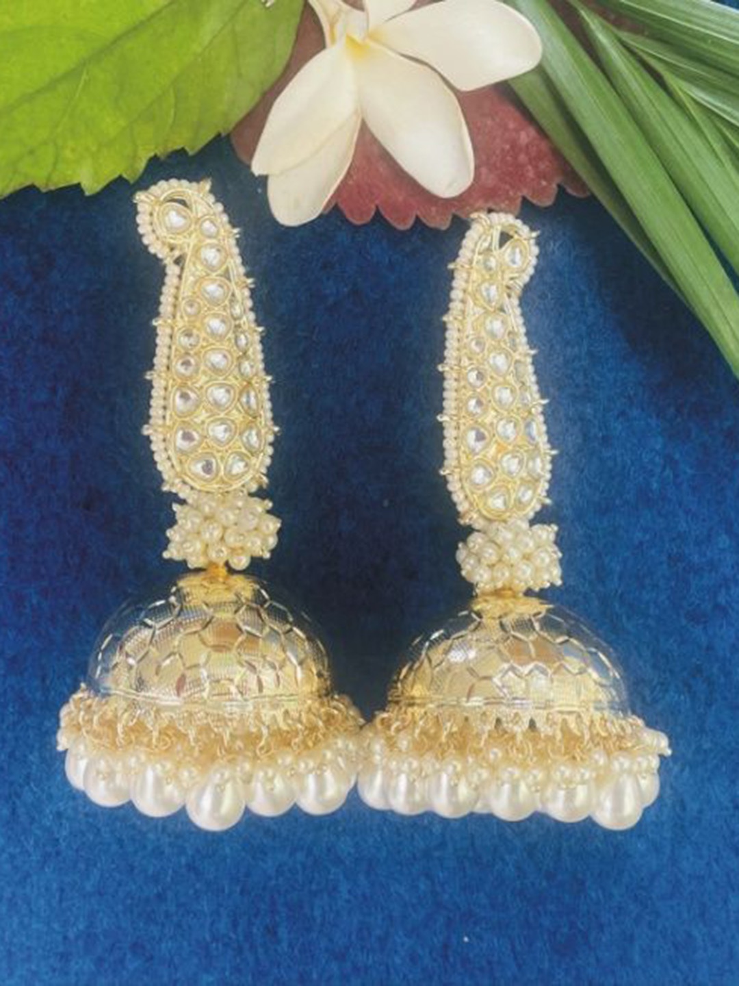 

MONI LIFESTYLE Gold Plated Pearls Studded Contemporary Jhumkas