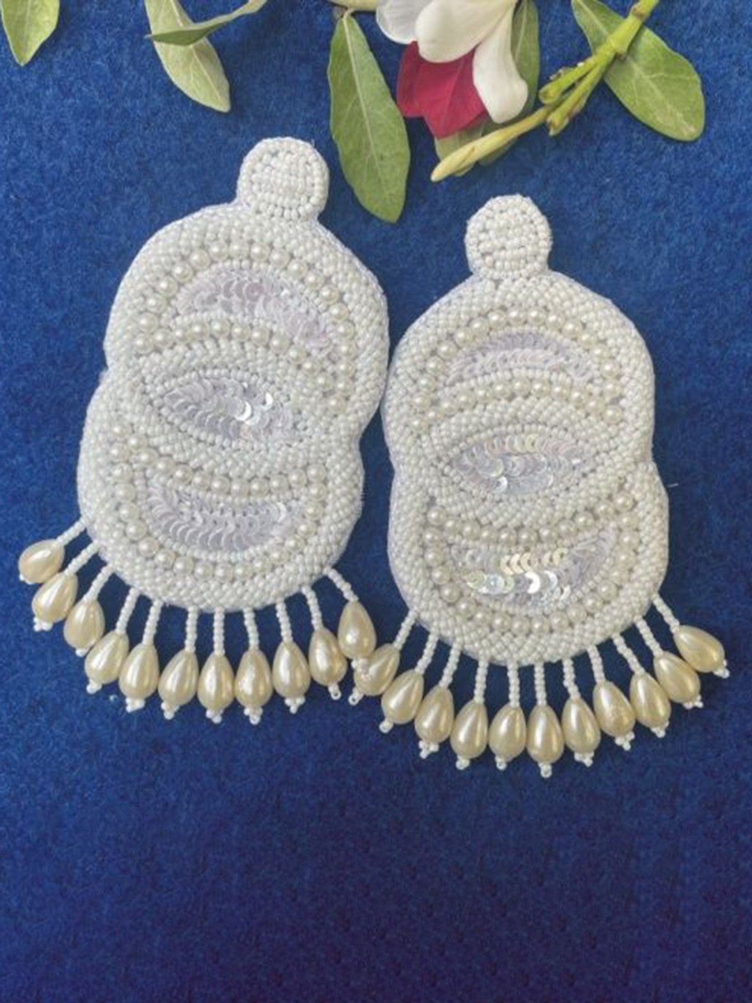 

MONI LIFESTYLE Artificial Beaded Circular Shaped Drop Earrings, White