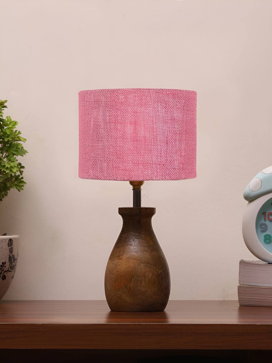

Aura Pink Wood Traditional Abstract Shaped Table Lamp
