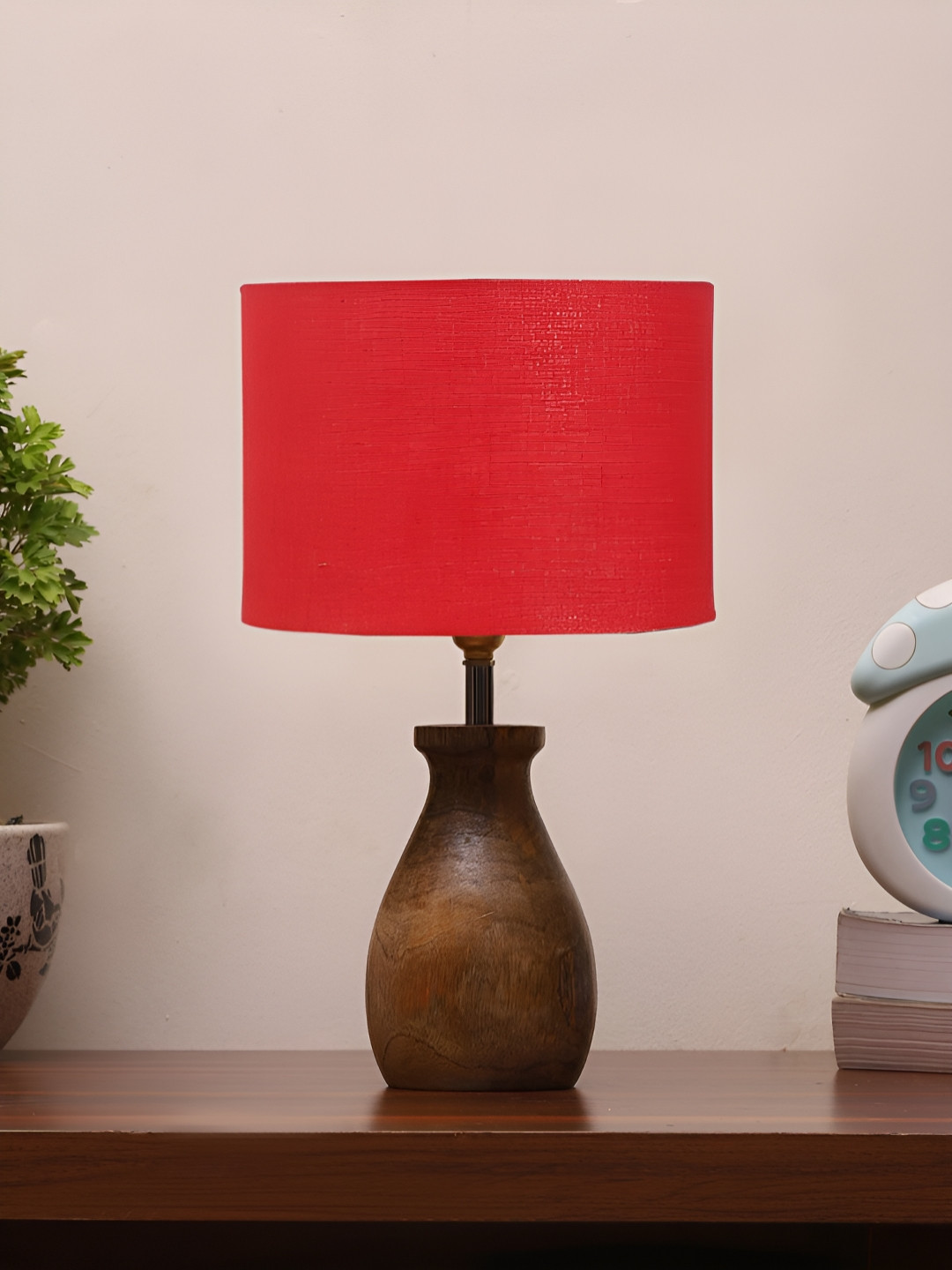 

Aura Red Wood Traditional Abstract Shaped Table Lamp