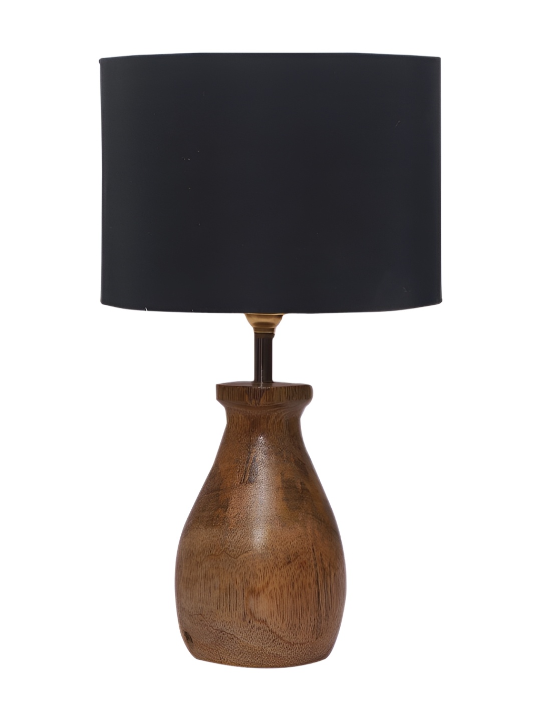 

Aura Black Cylindrical Shaped Cotton Shade Table Lamp With Wooden Natural base