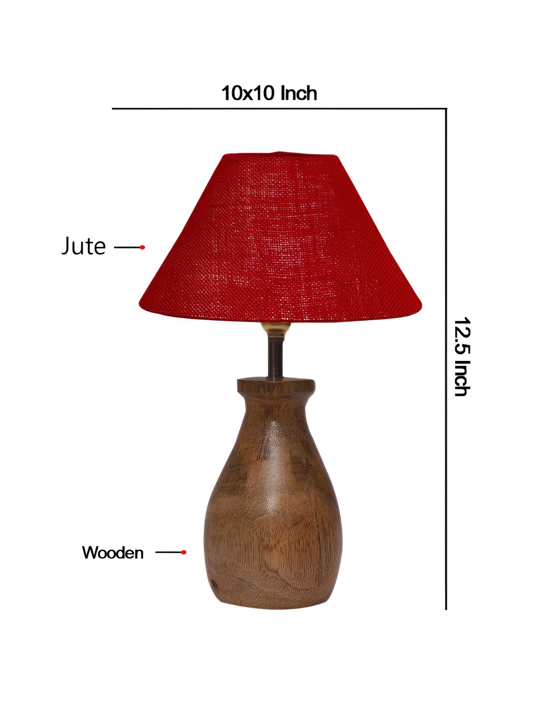 

Aura Maroon and Brown Wood Frusturical Shaped Table Lamp