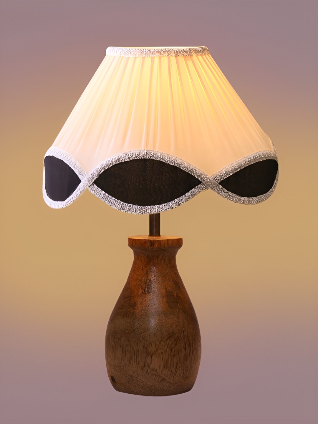 

Aura White & Black Frustum Shaped Wooden Table Lamp