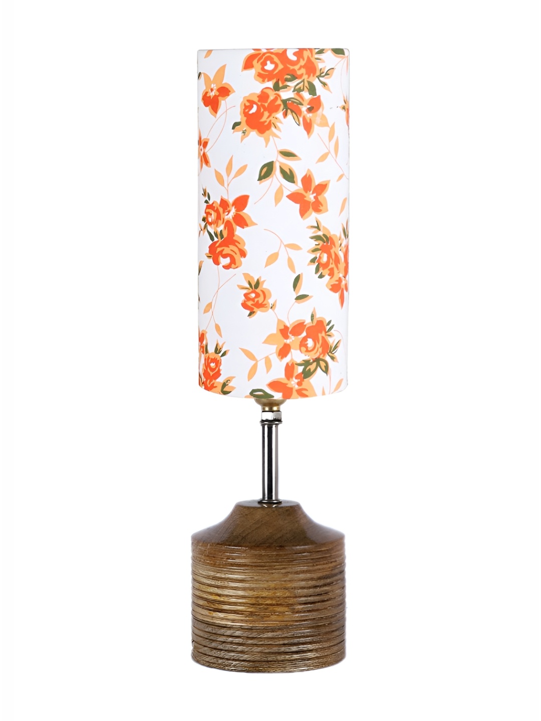 

Aura White Printed Wood Traditional Cylindrical Shaped Table Lamp
