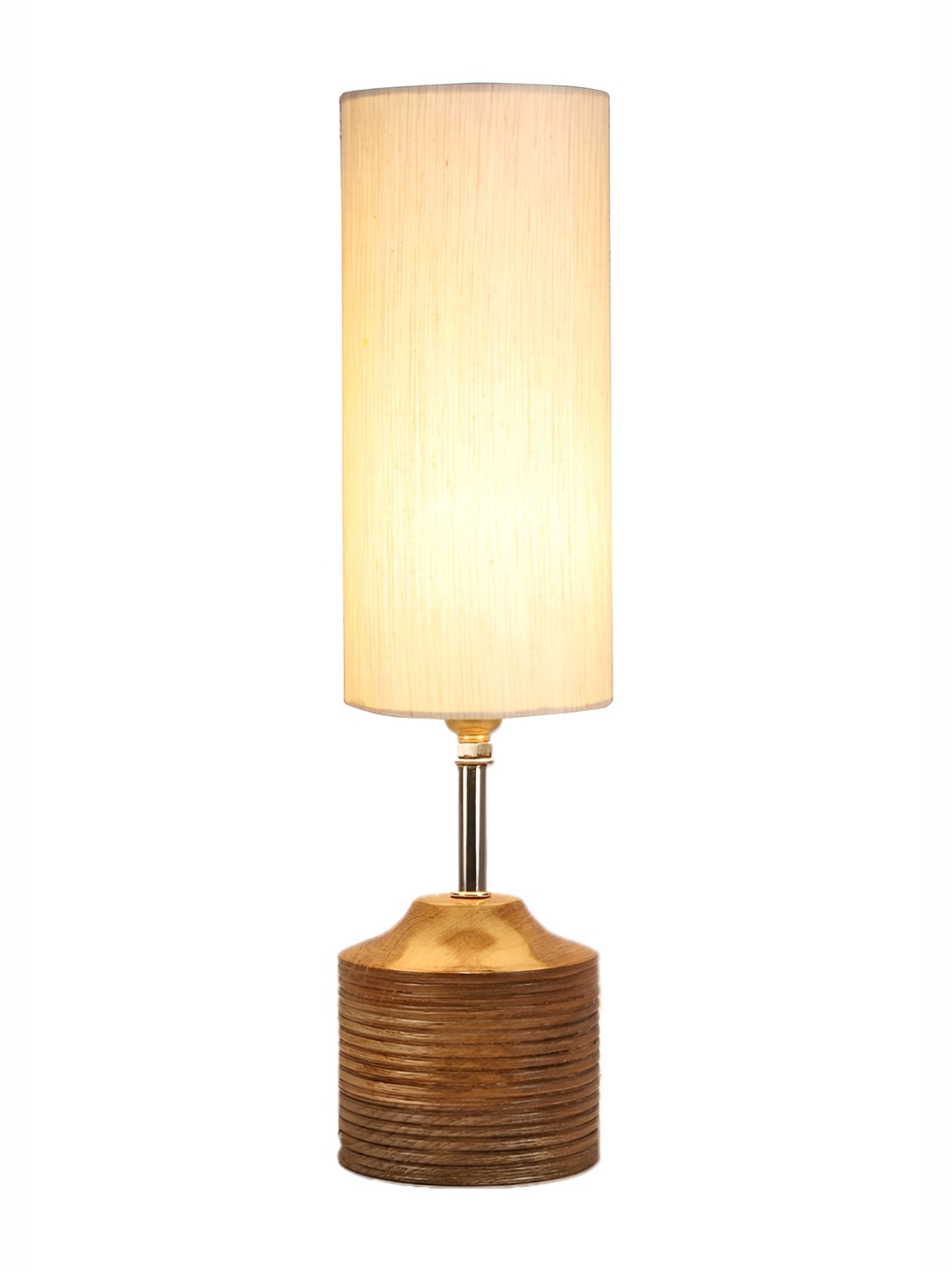 

Aura Off White & Brown Cylinder Shaped Wooden Table Lamp