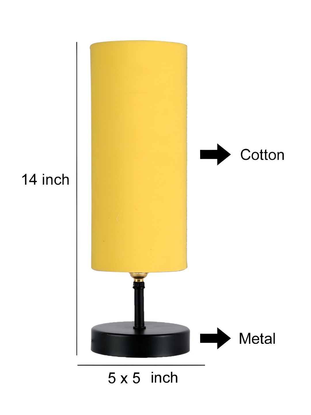 

Aura Yellow & Black Cylinder Shaped Wooden Table Lamp