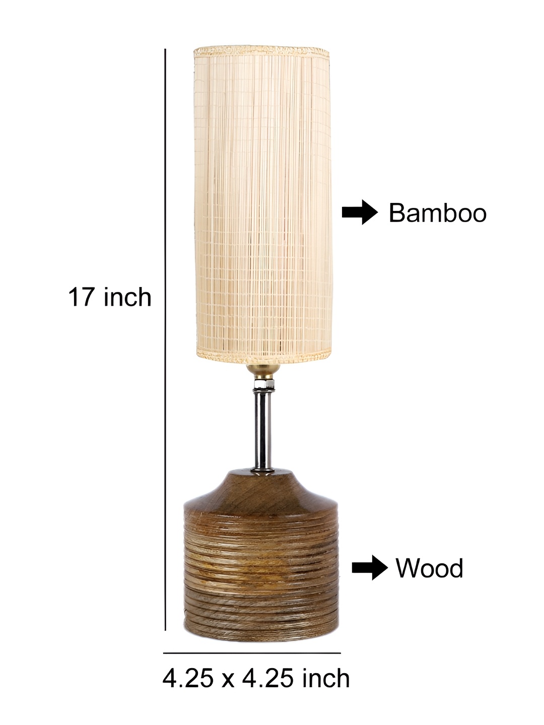 

Aura Beige & Brown Textured Cylinder Shaped Wooden Table Lamp