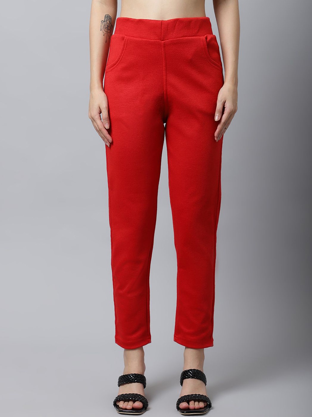 

Valles365 by S.C. Women Mid-Rise Woolen Jeggings, Red