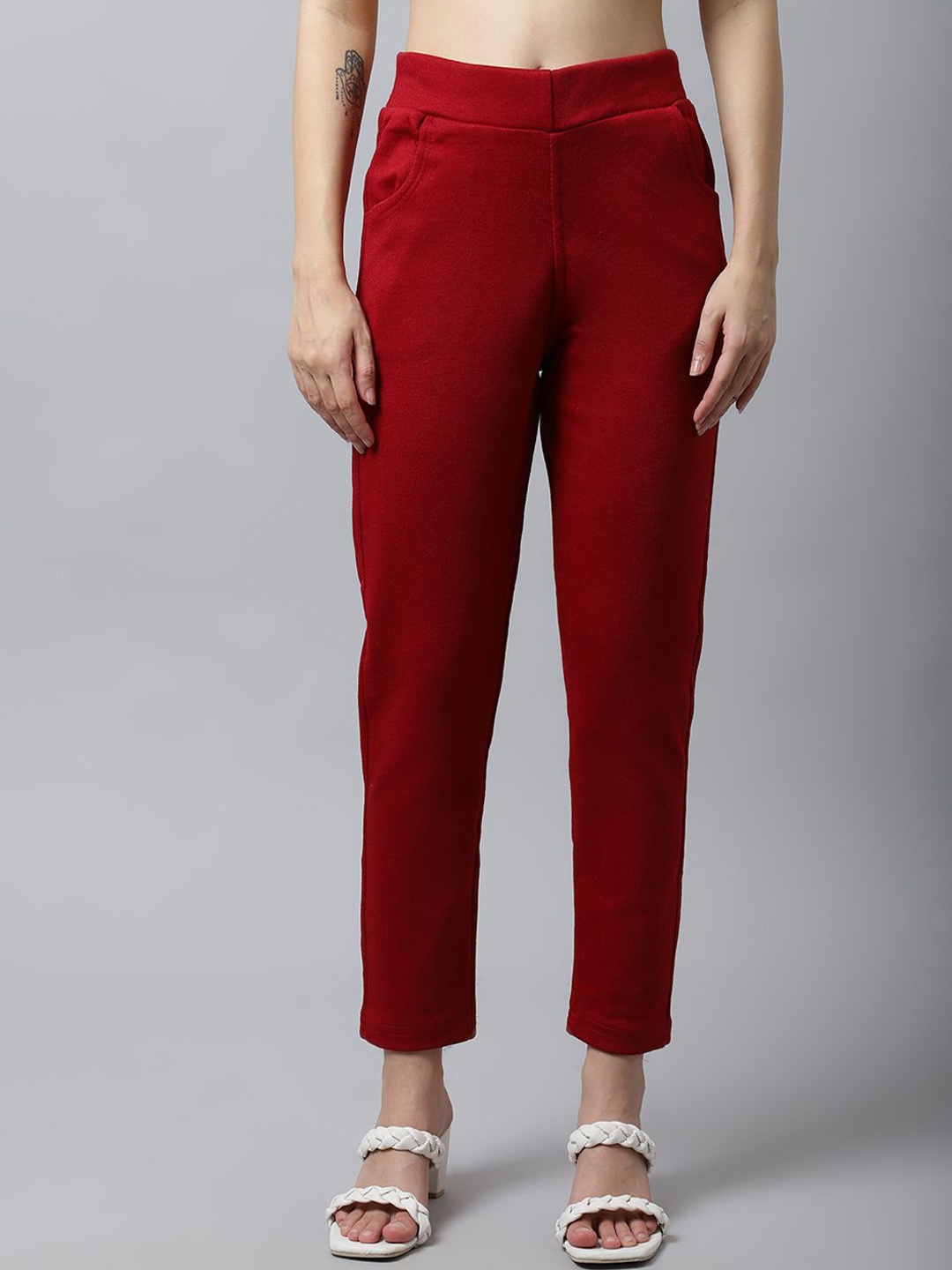 

Valles365 by S.C. Women Solid Plus Woolen Jeggings, Maroon