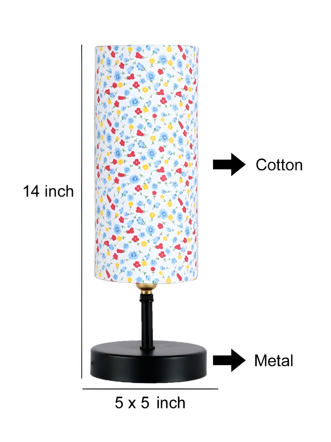 

Aura White & Blue Printed Cylinder Shaped Wooden Table Lamp