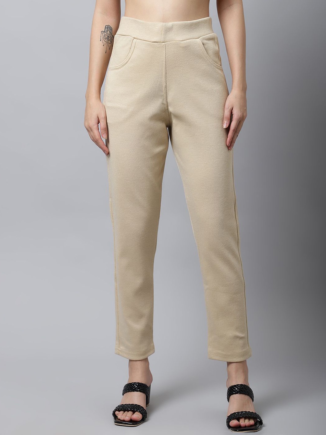 

Valles365 by S.C. Women Mid-Rise Woolen Jeggings, Beige