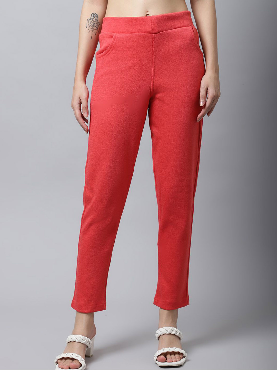

Valles365 by S.C. Women Mid-Rise Woolen Jeggings, Coral