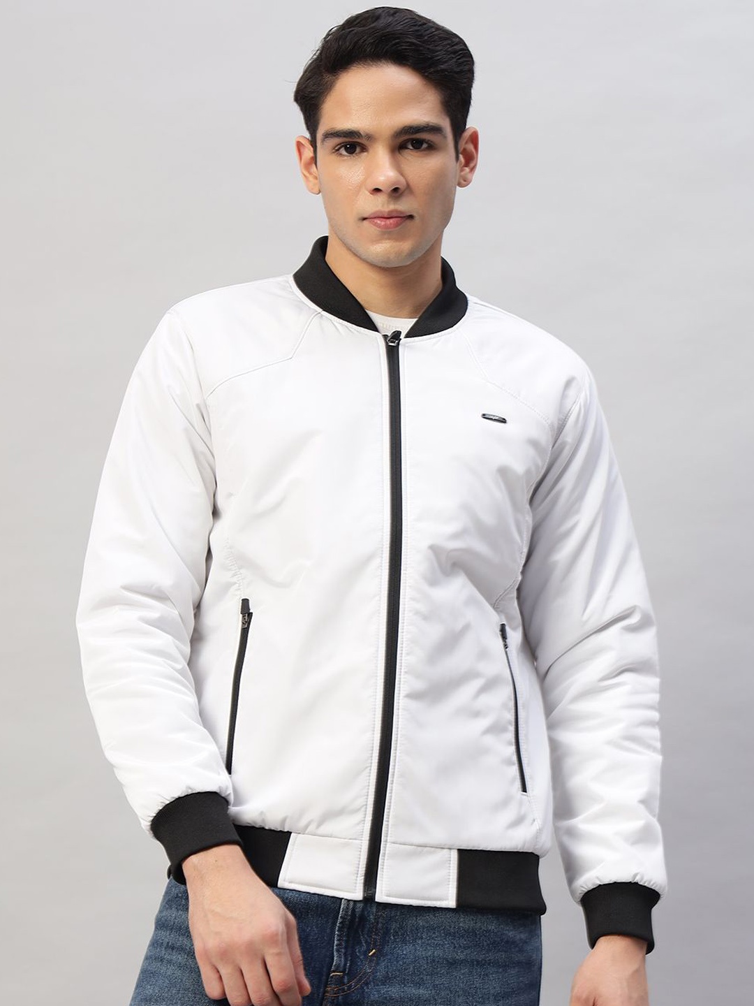 

AR-FIT Men Colourblocked Polyester Water Resistant Open Front Jacket, White