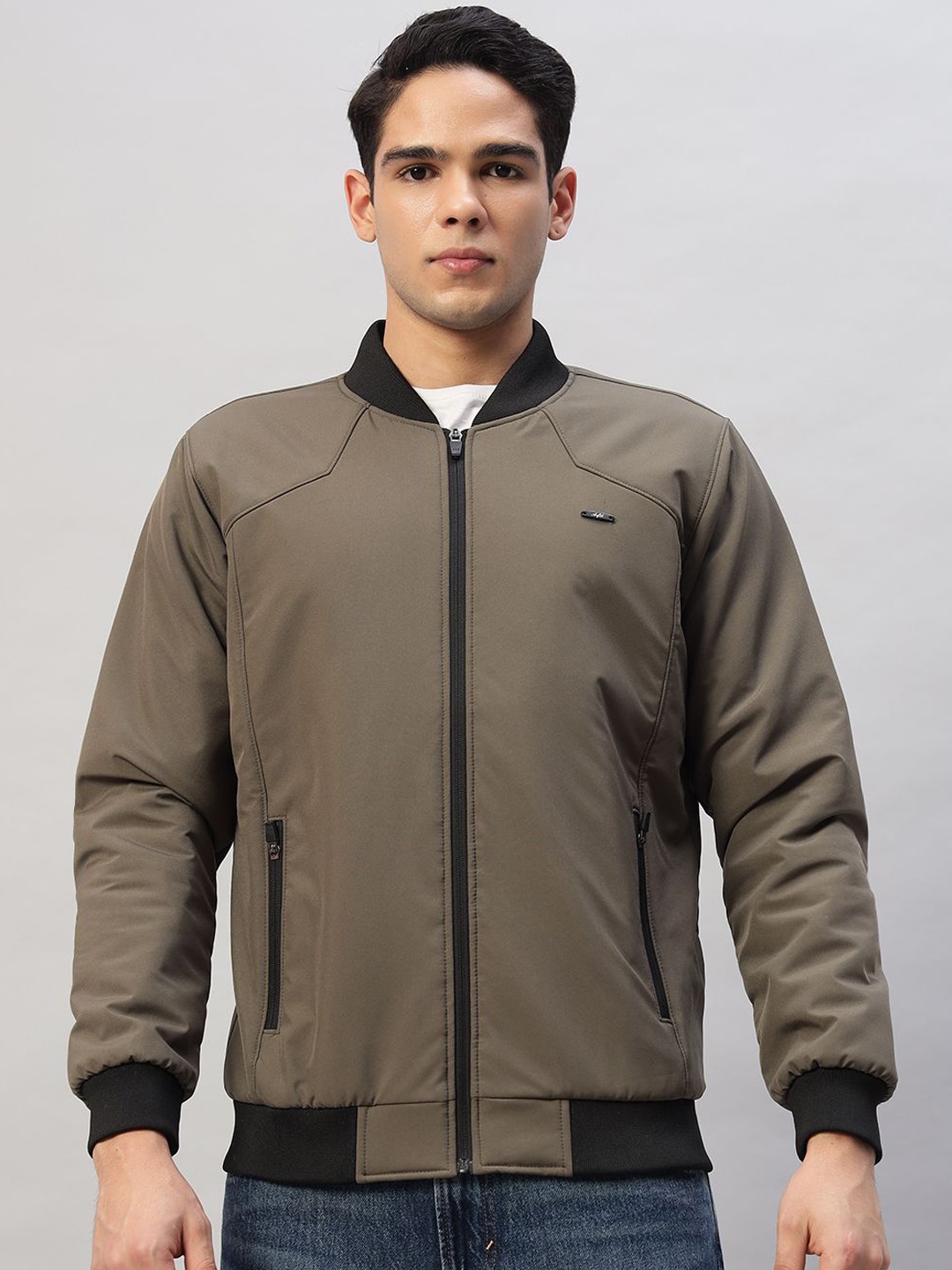 

AR-FIT Men Colourblocked Polyester Water Resistant Open Front Jacket, Khaki