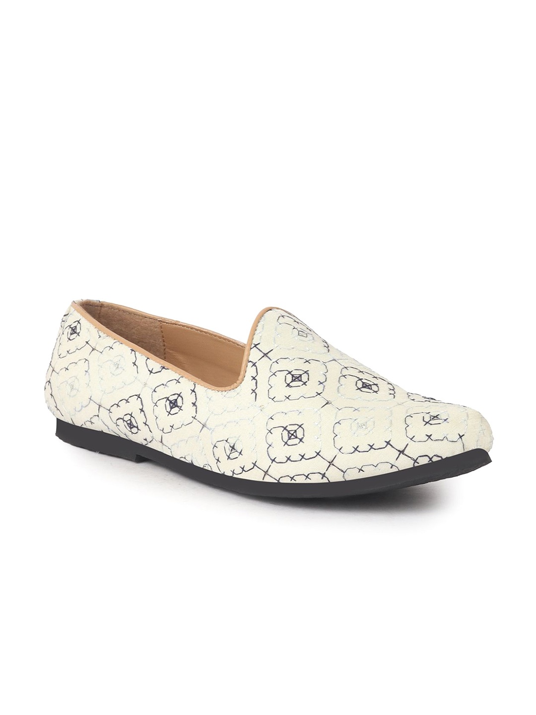 

FAUSTO Men Printed Mojaris, White