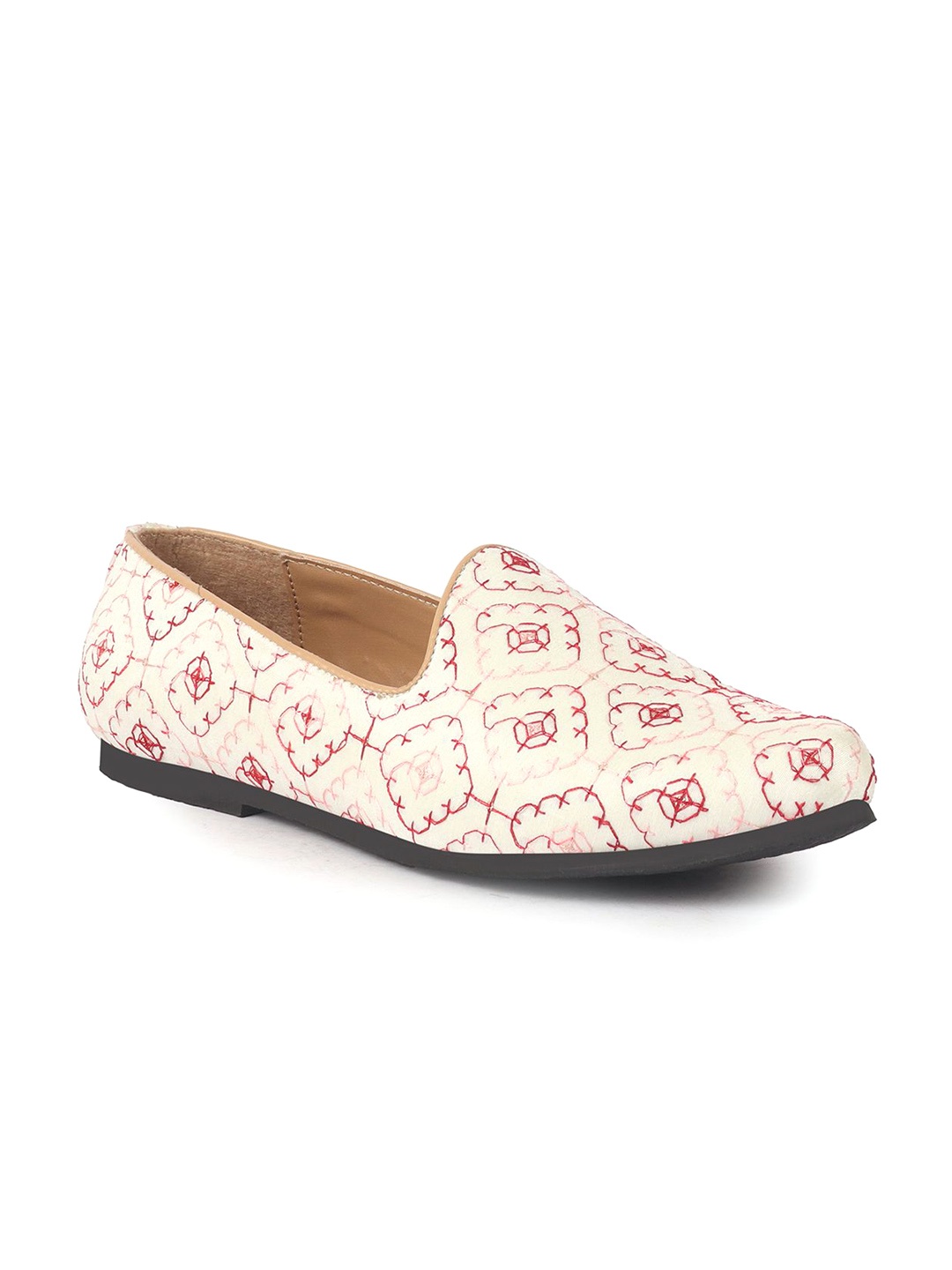 

FAUSTO Men Woven Design Mojaris, White
