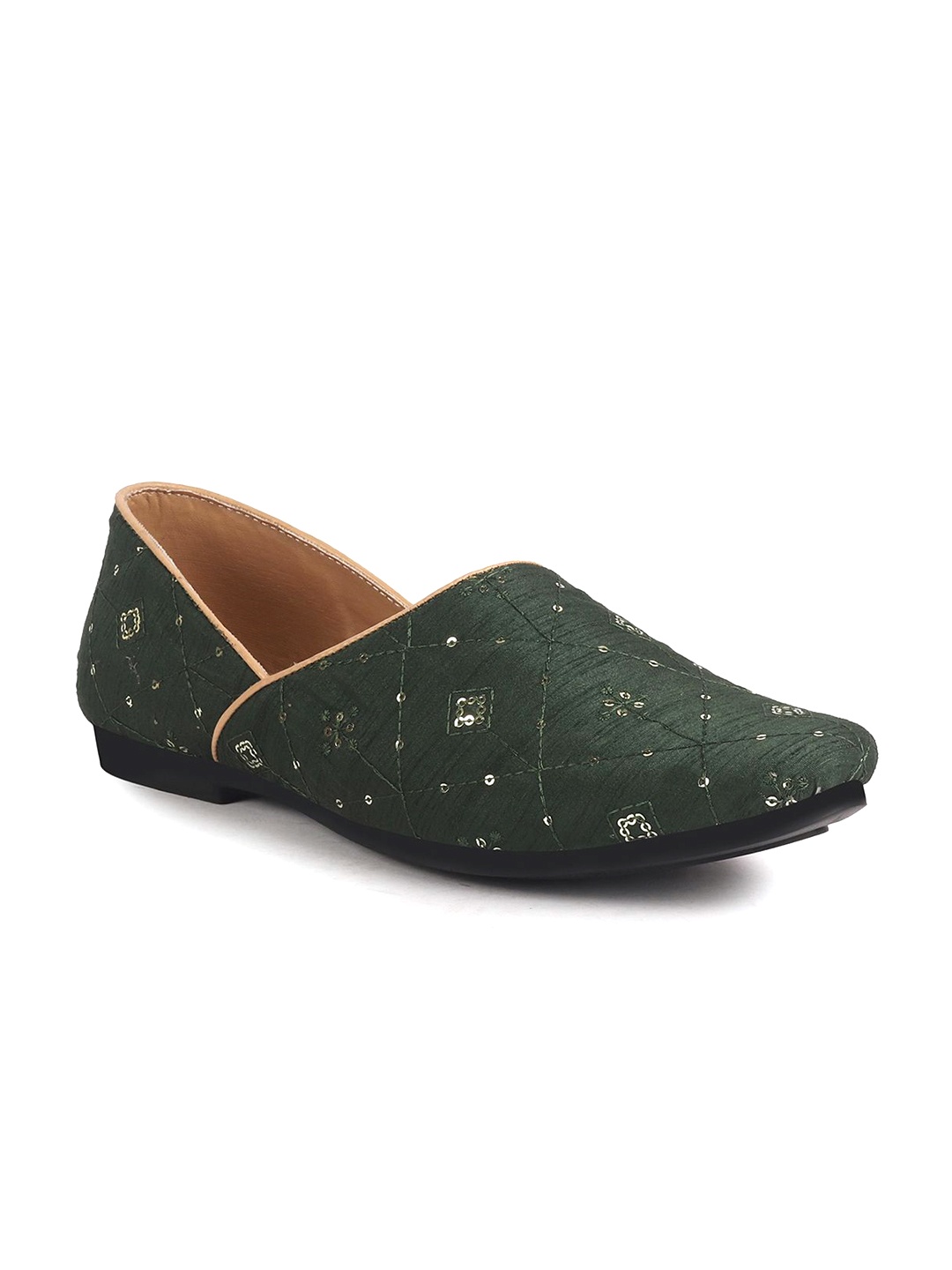 

FAUSTO Men Printed Mojaris, Green