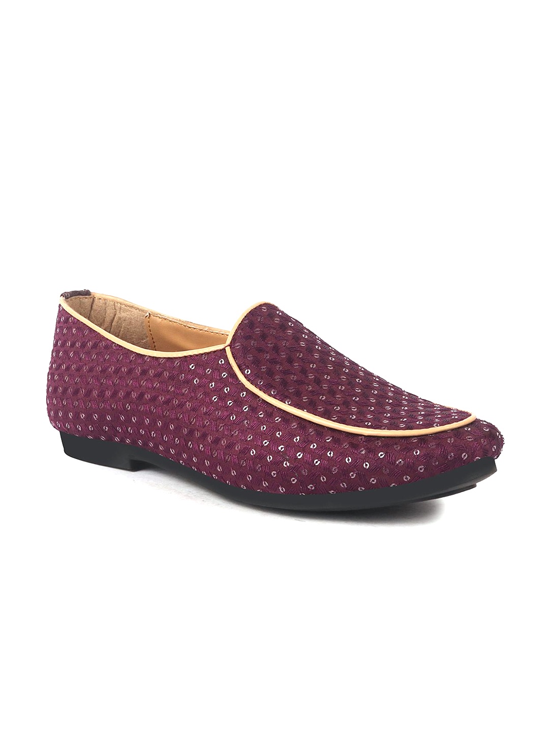 

FAUSTO Men Printed Mojaris, Maroon