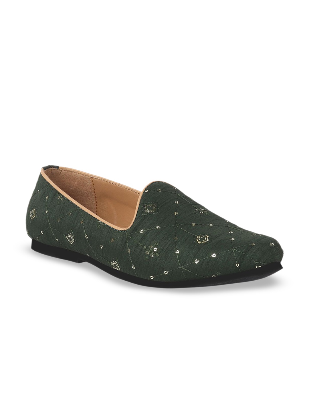 

FAUSTO Men Printed Mojaris, Green