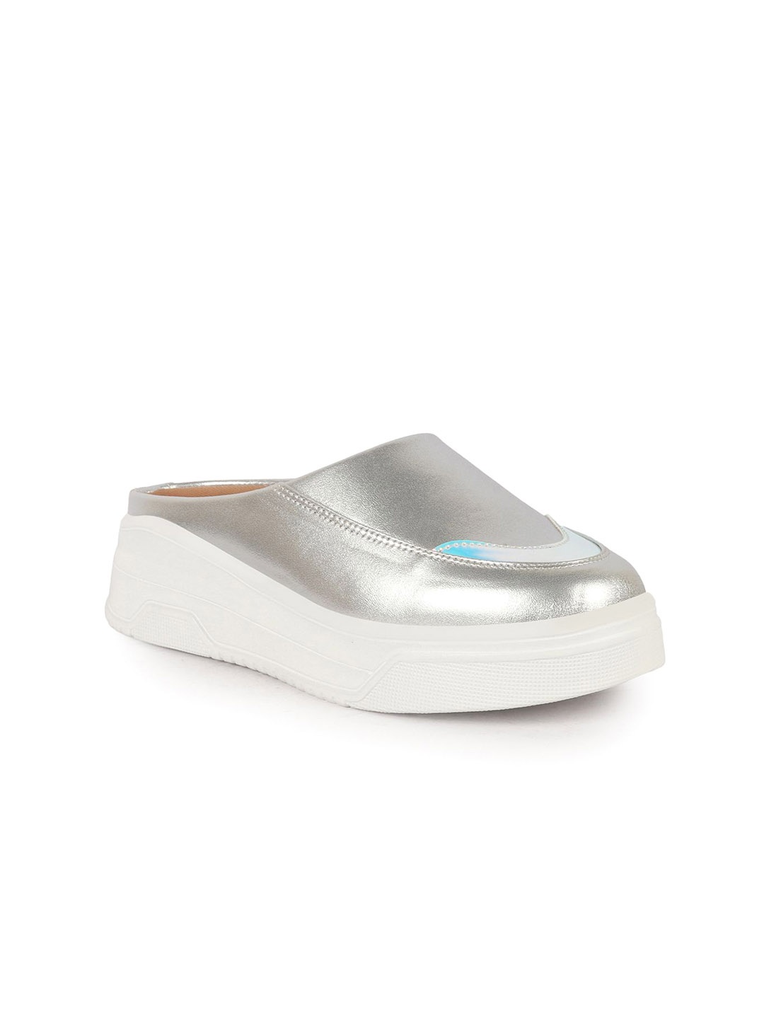 

FAUSTO Women Textured PU Slip-On Sneakers, Silver