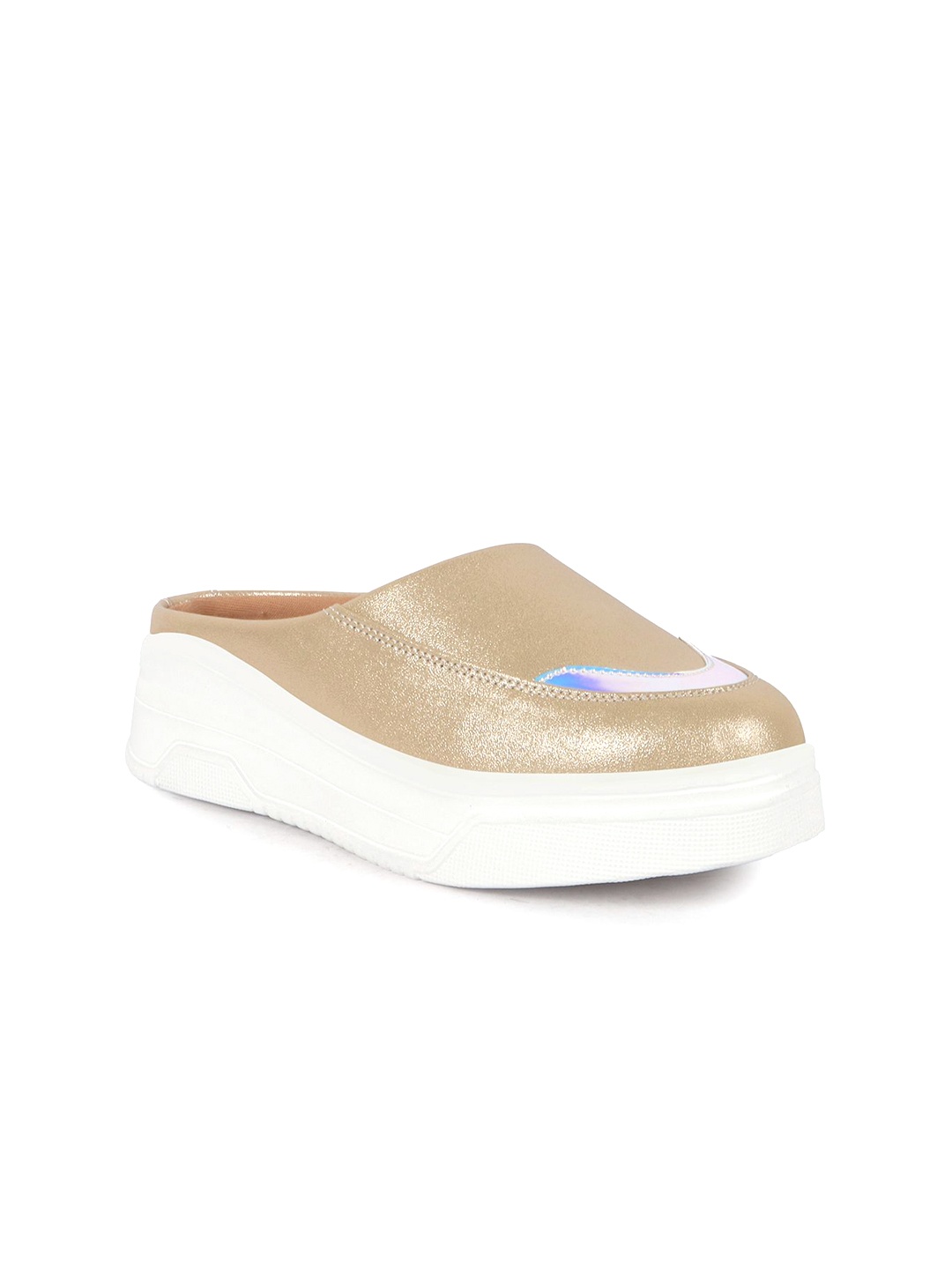 

FAUSTO Women Perforations PU Slip-On Sneakers, Gold