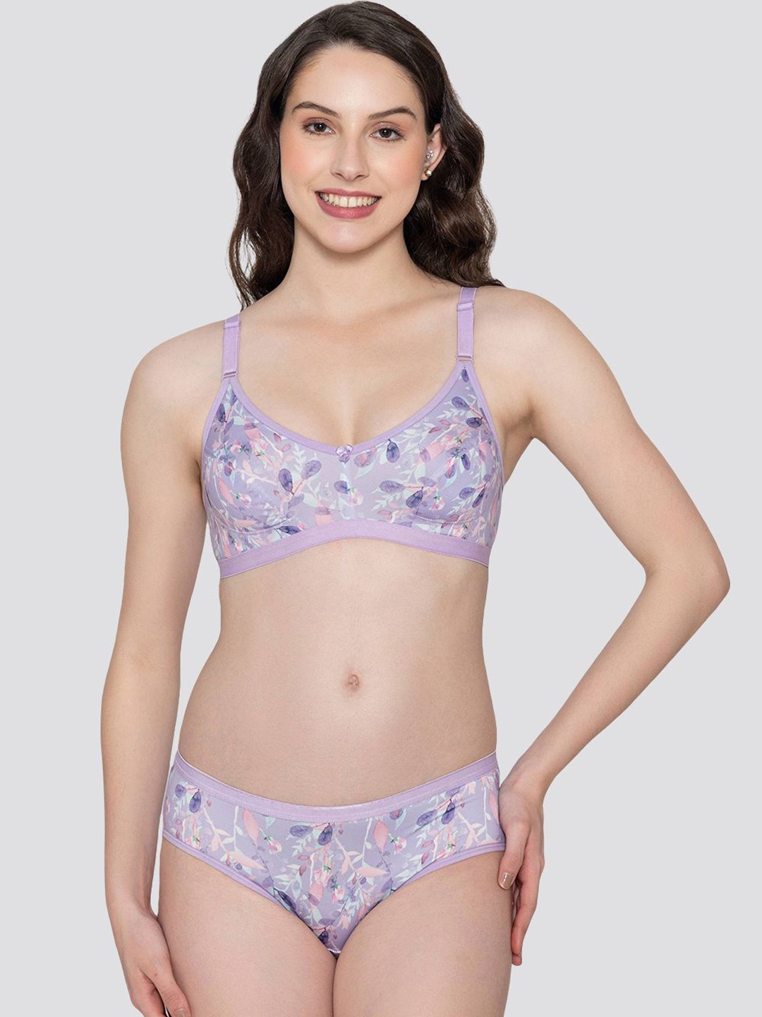 

K LINGERIE Samara Everyday Printed Lingerie Set, Lavender