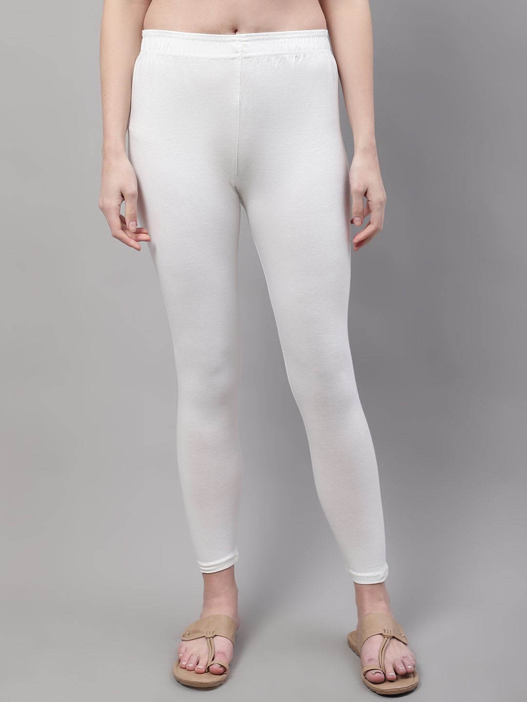 

Valles365 by S.C. Women Cotton Lycra Plus Leggings, Off white