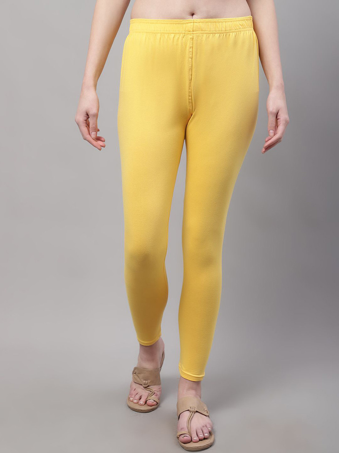 

Valles365 by S.C. Women Cotton Mid-Rise Ankle-Length Leggings, Yellow