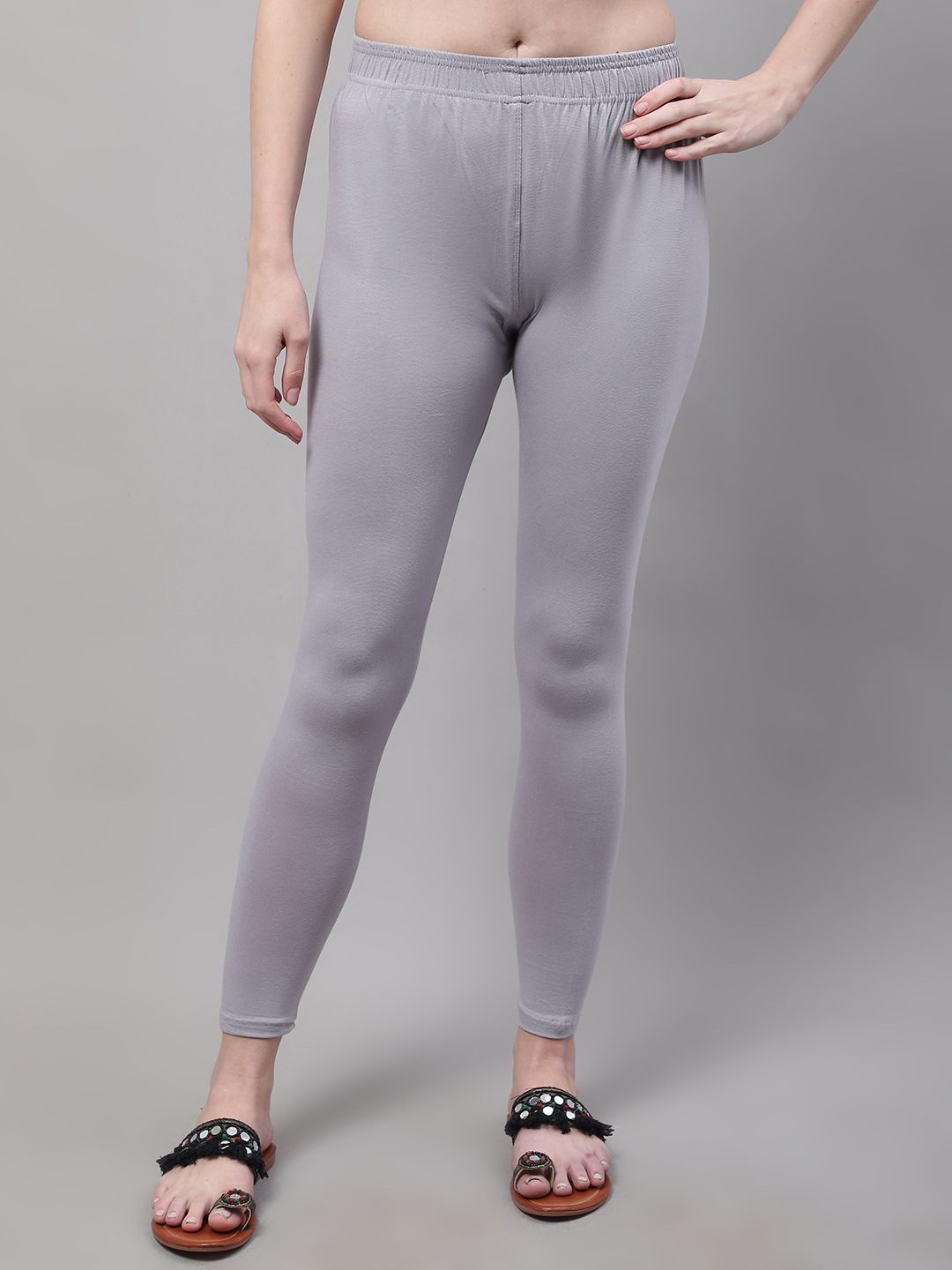 

Valles365 by S.C. Women Cotton Mid-Rise Ankle-Length Leggings, Grey