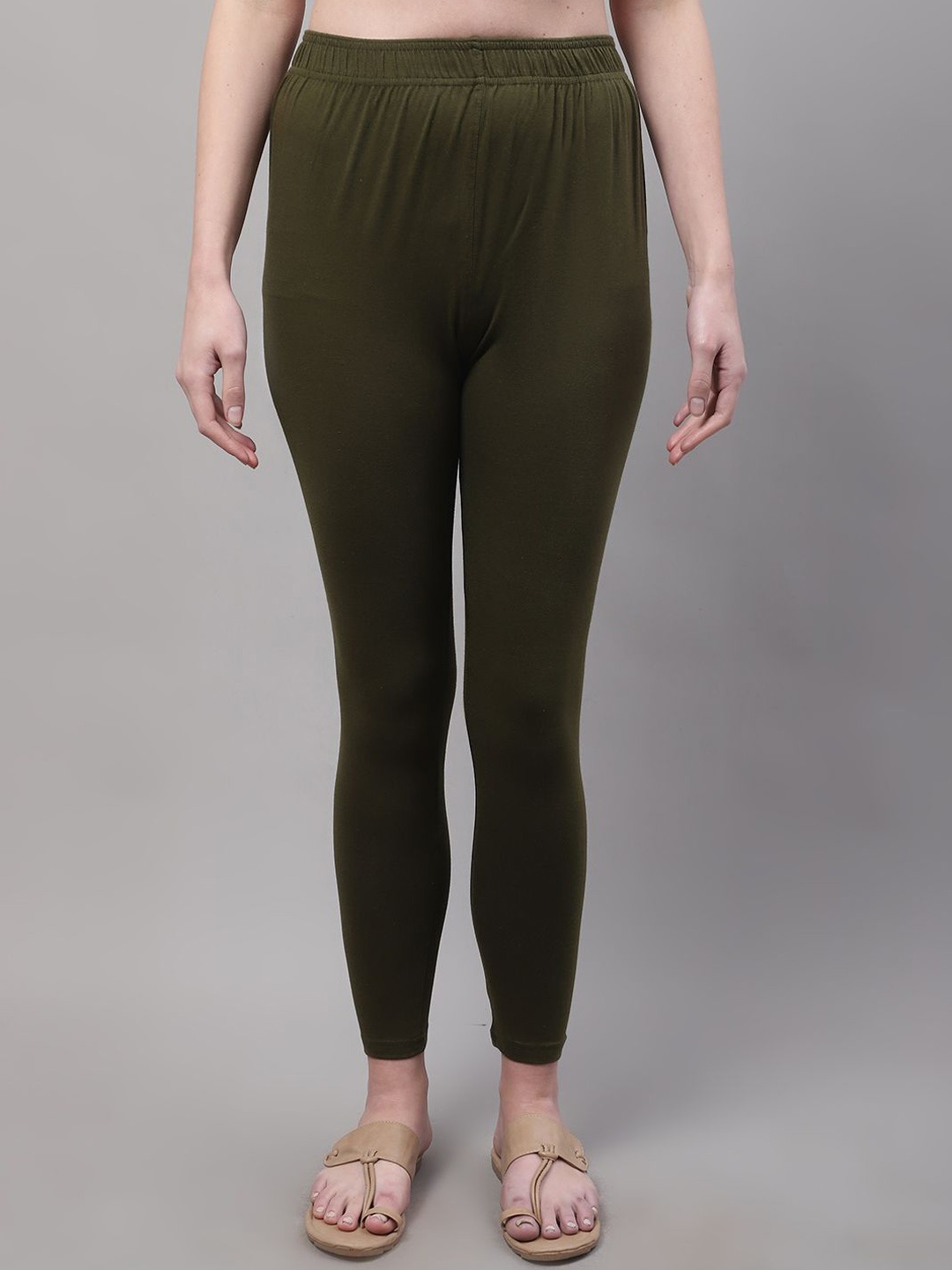

Valles365 by S.C. Women Cotton Lycra Plus Leggings, Olive