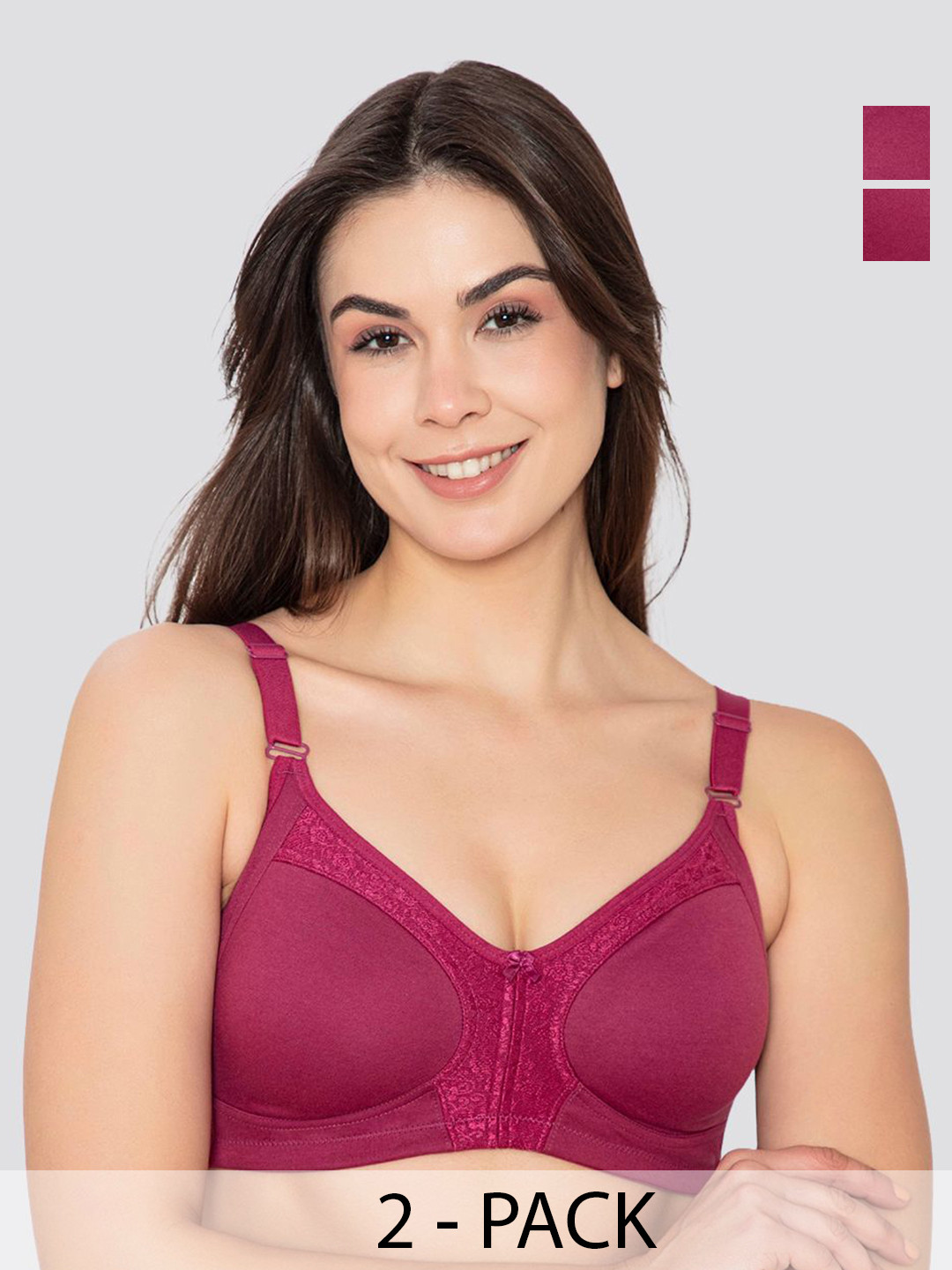 

K LINGERIE Leona Pack of 2 Full Coverage Everyday Lace Bra, Rose