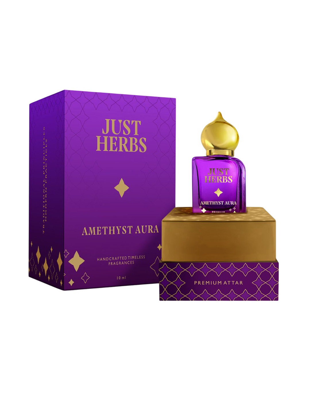 

Just Herbs Amethyst Aura Premium Non Alcoholic Long Lasting Attar - 10 ml, Transparent