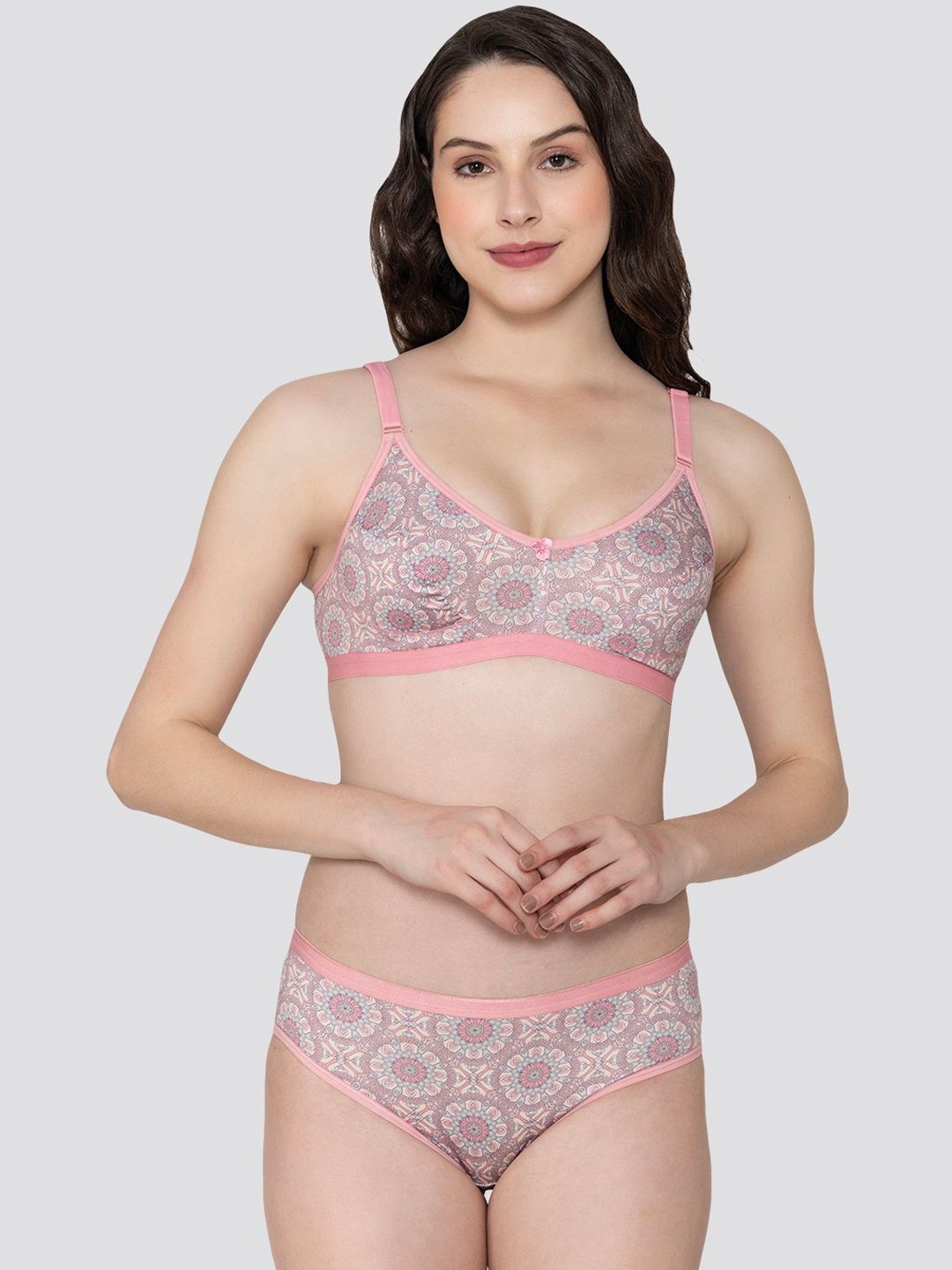 

K LINGERIE Samara Everyday Printed Lingerie Set, Pink